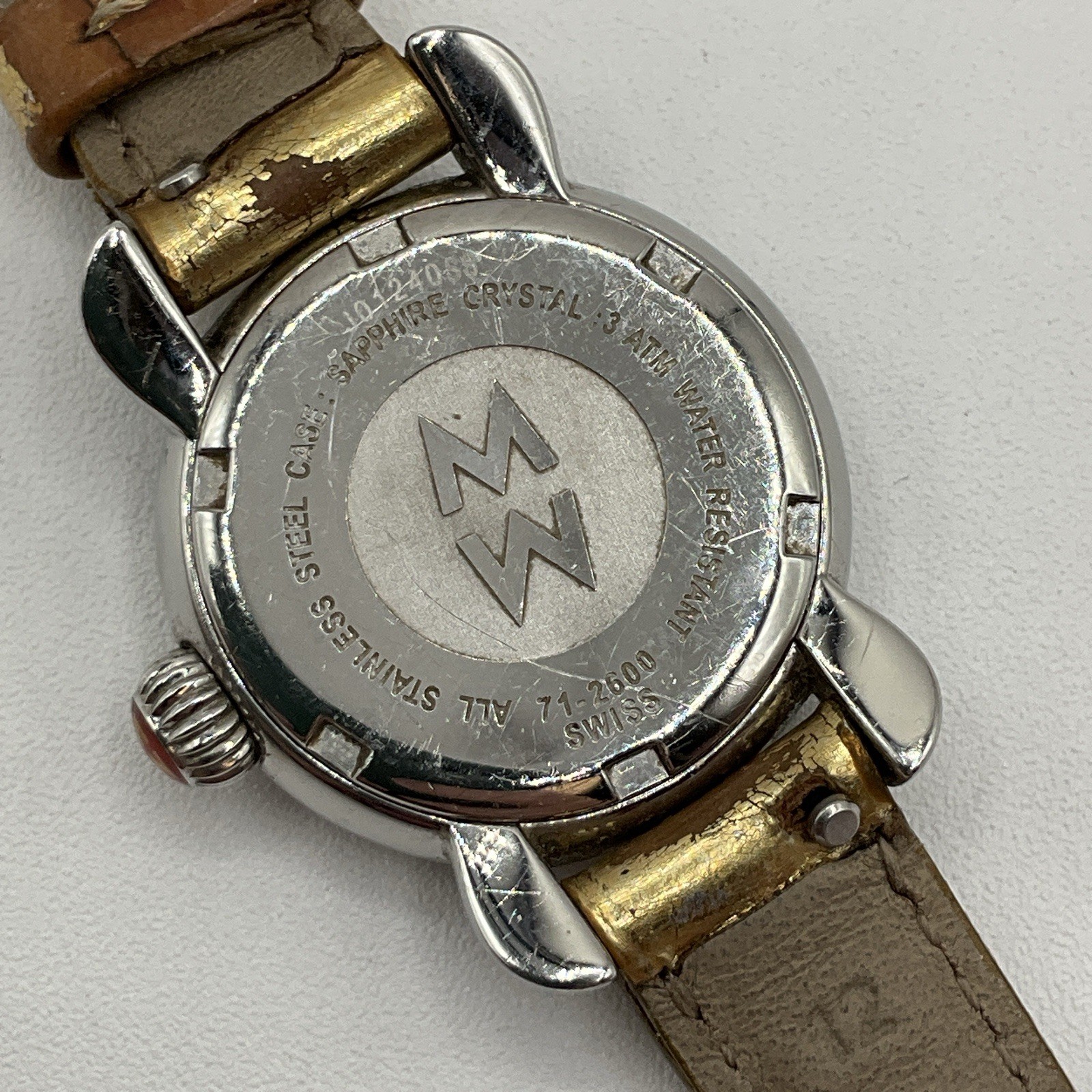 Michele CSX Diamond Bezel Wrist Watch 71-2600 With 3 Extra Bands Gold Pink White