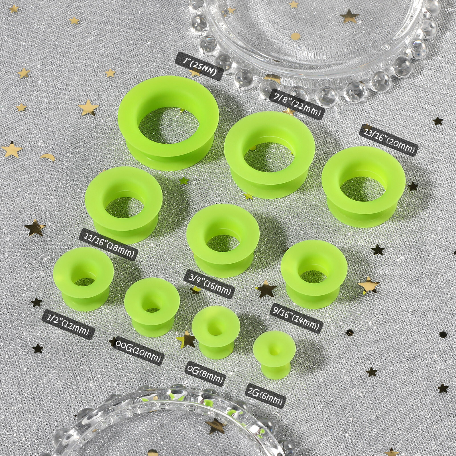 2pcs Hard Silicone Flesh Tunnels Ear Gauges Plugs Ear Skin Stretching Piercing