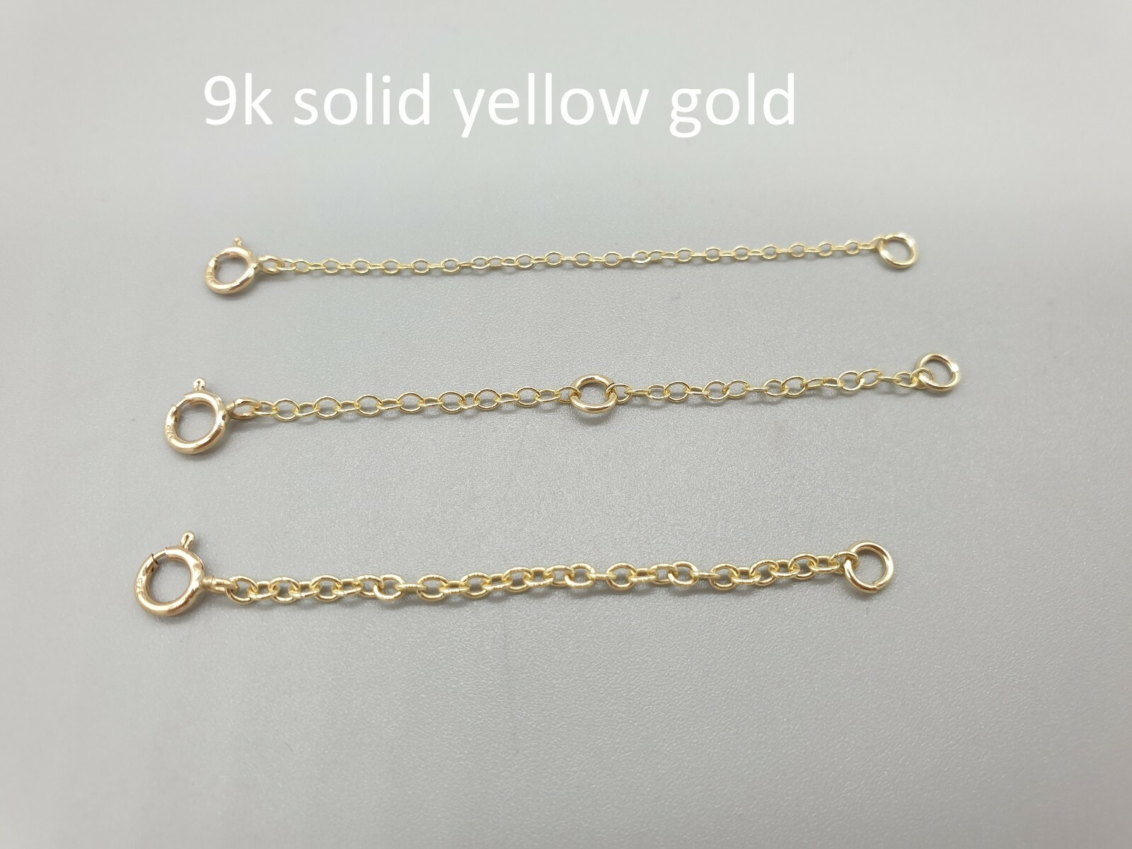 9ct Yellow Gold Extender Chain 9k Safety Bracelet Necklace Extension 0.5″ to 4″