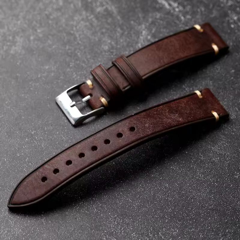Handmade Italian Pueblo Leather Watch Strap 18-22mm Men’s Vintage Watch Band