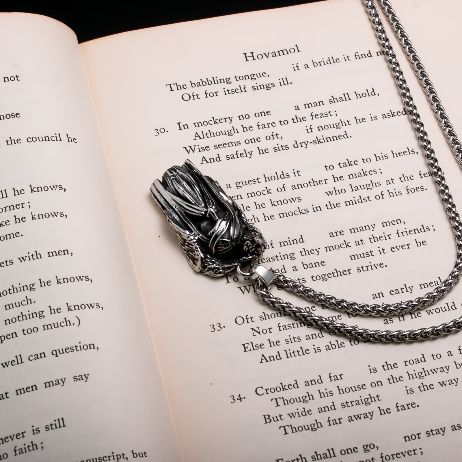 Viking Odin Ravens Stainless Steel Pendant Necklace