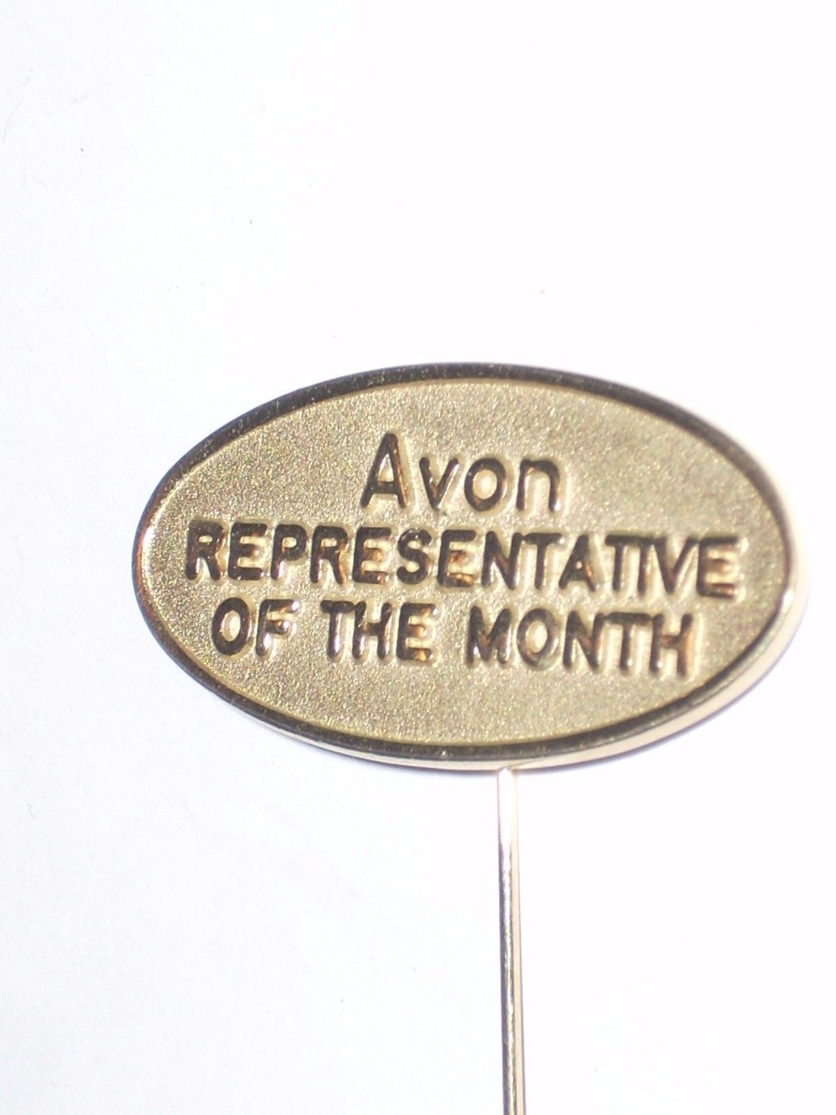 Vintage GoldTone Avon Representative of the Month 2 1/4″ Stick Hat Pin