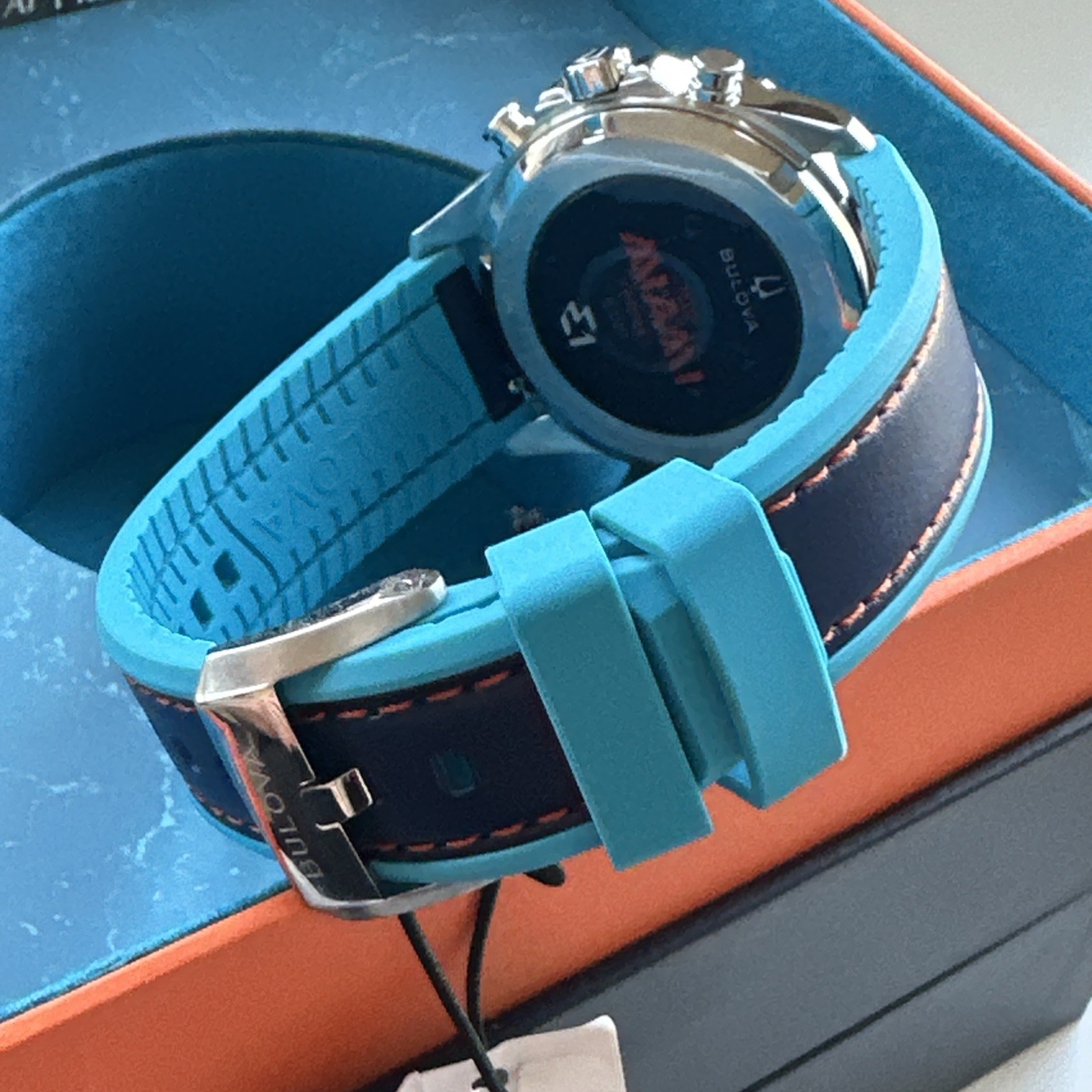 Bulova Men’s Marine Star Chronograph Small Second Quartz Blue Watch 43MM 96B460