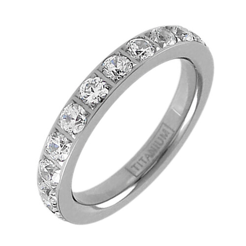 Titanium 1.7 Carat CZ Eternity Wedding Band Ring Size 5-10 (w/ half sizes)