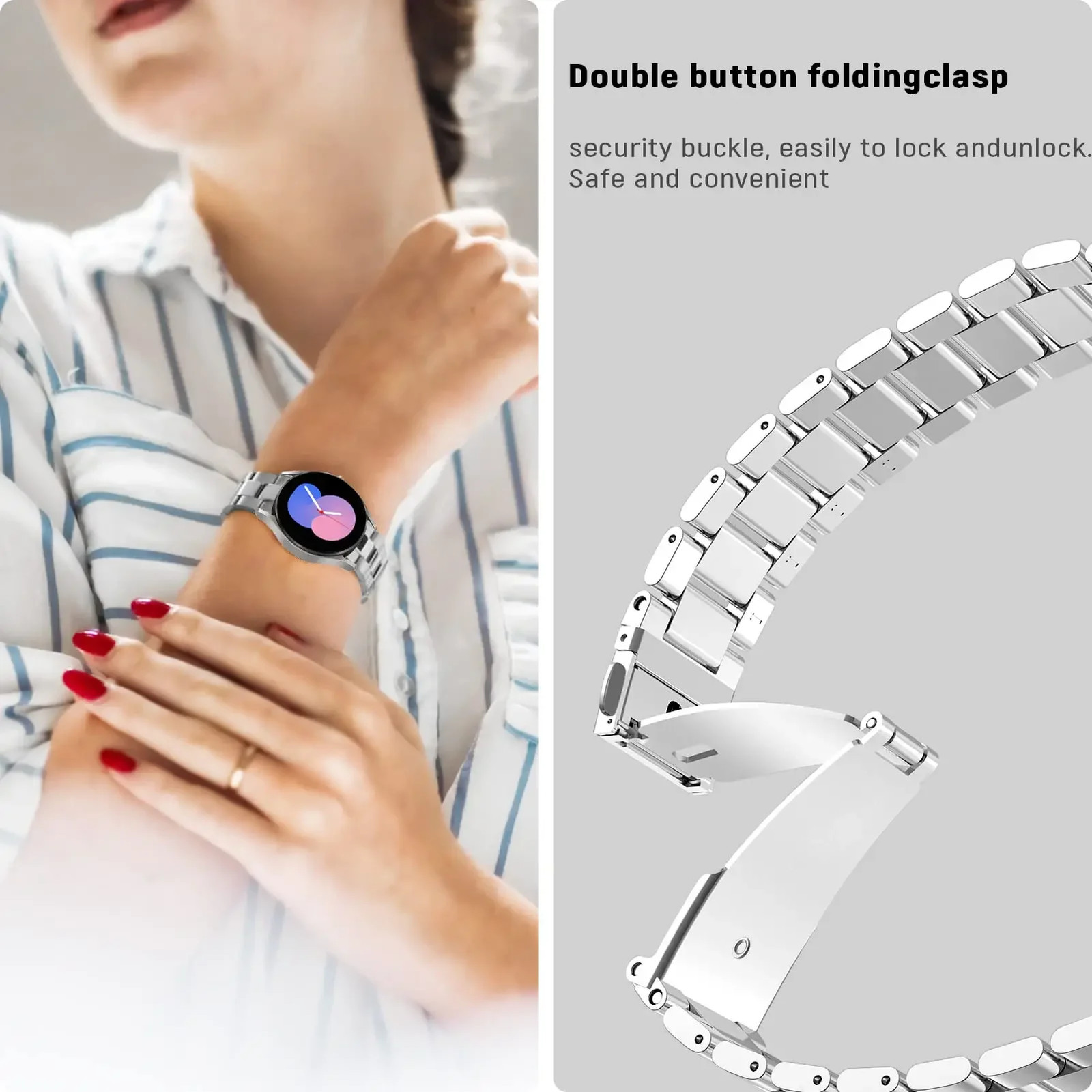 22mm Stainless Steel+Milanese for Huami Amazfit Bip 6 BIP 5 GTR 4 3 GTR 3 Pro 2e