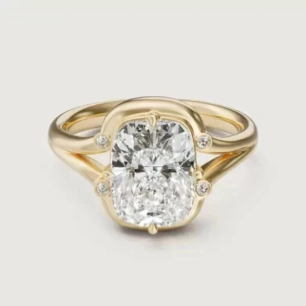 4.00 Ct Cushion Cut Lab Created Diamond Wedding Ring 14K Yellow Gold