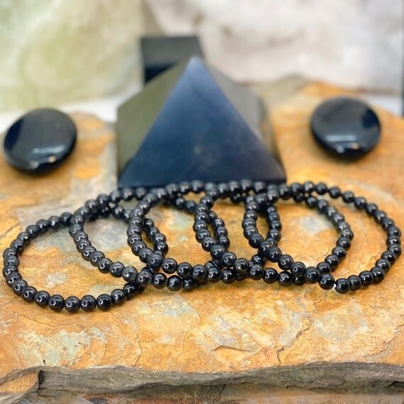 EMF Protection Bracelet – Genuine Shungite 6mm Beads, Unisex Spiritual Defense