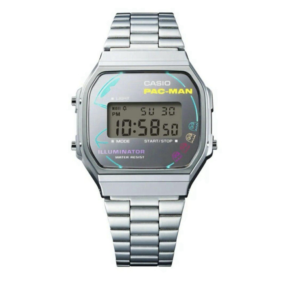 Casio CLASSIC A168WEPC-7AJR For Men LIMITED PAC-MAN Collaboration silver