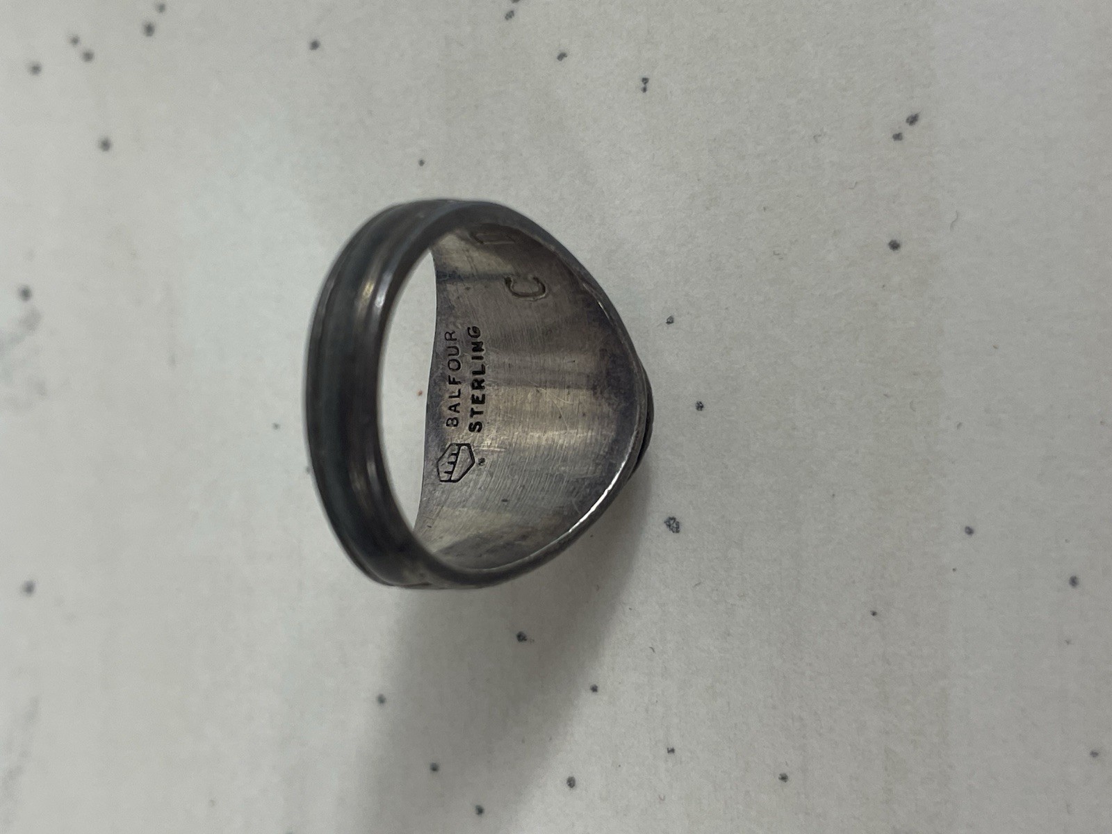 925 Sterling Silver Balfour School College 1986 Pembroke ring Size 5 Blue Stone