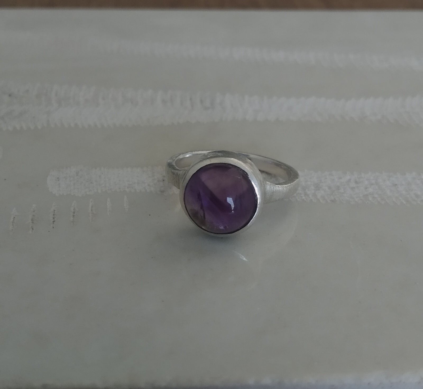 Solid 925 Sterling Silver Natural Amethyst Gems Ring Jewelry S US 5 VJ-417
