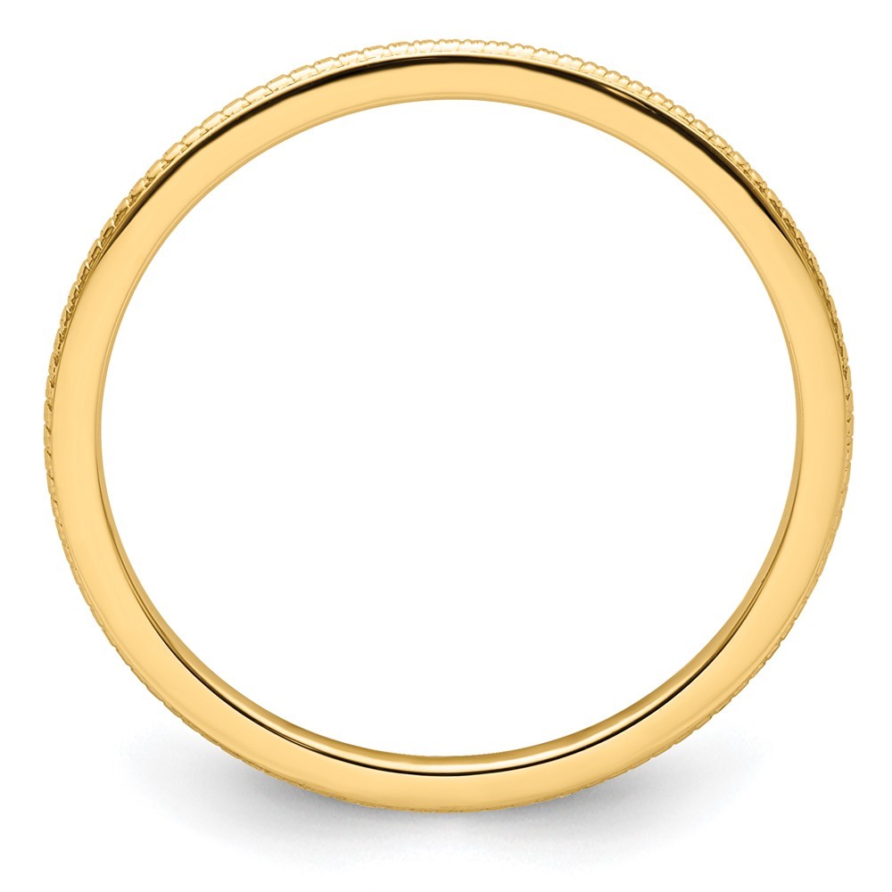 10K Yellow Gold 1.2mm Beaded Stackable Band Ring Size 8 for Women