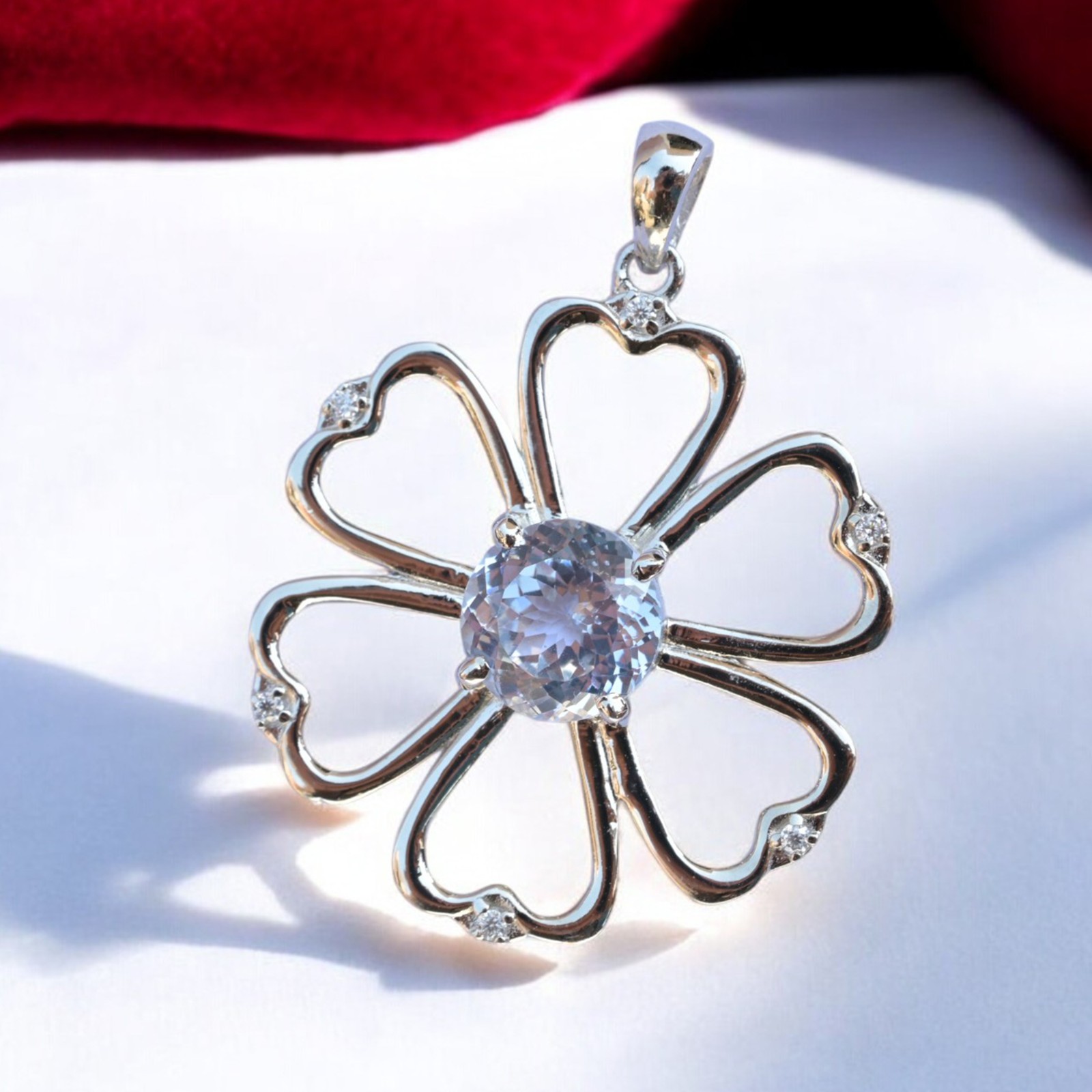 Certified Jeremejevite 35+ Ct Flower Pendant Rare Gemstone in 925 Silver MG005