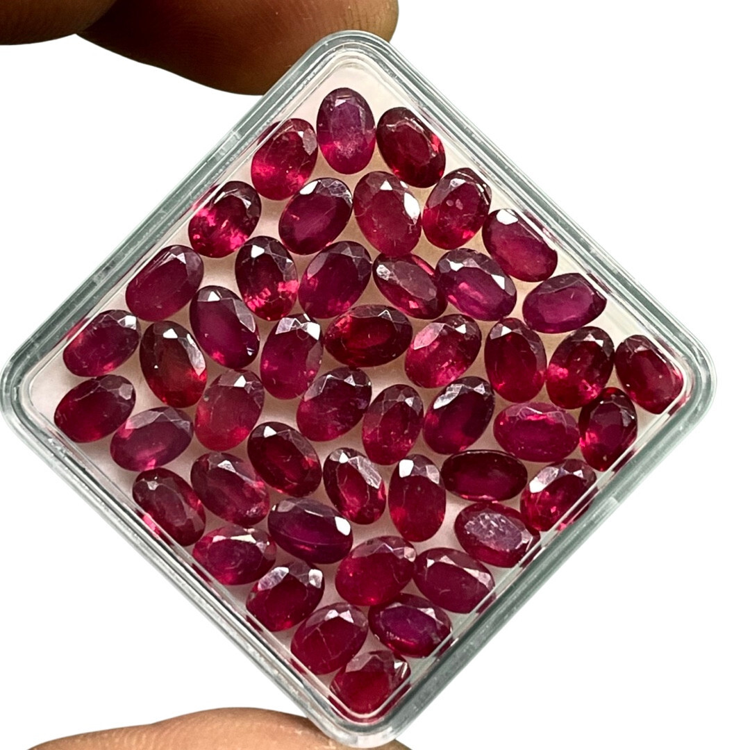 12 Pcs Natural Ruby 6x4mm Oval Cut Rich Sparkling Red Gemstones Wholesale Lot