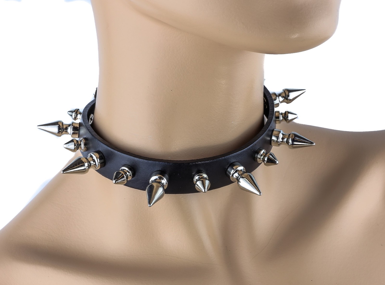 Spike Leather Choker Necklace Collar Punk Rock Gothic Rockabilly Thrash Metal