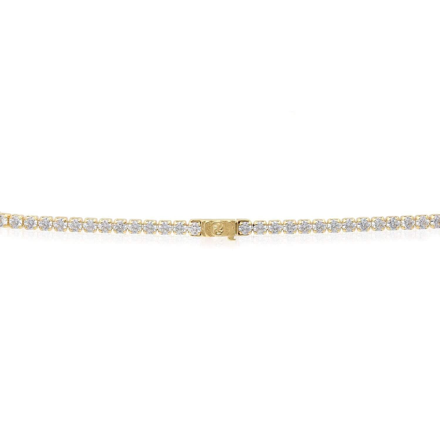 Solid 14K Real Gold 3.5mm CZ Tennis Chain Necklace 16″, 18″, 20″