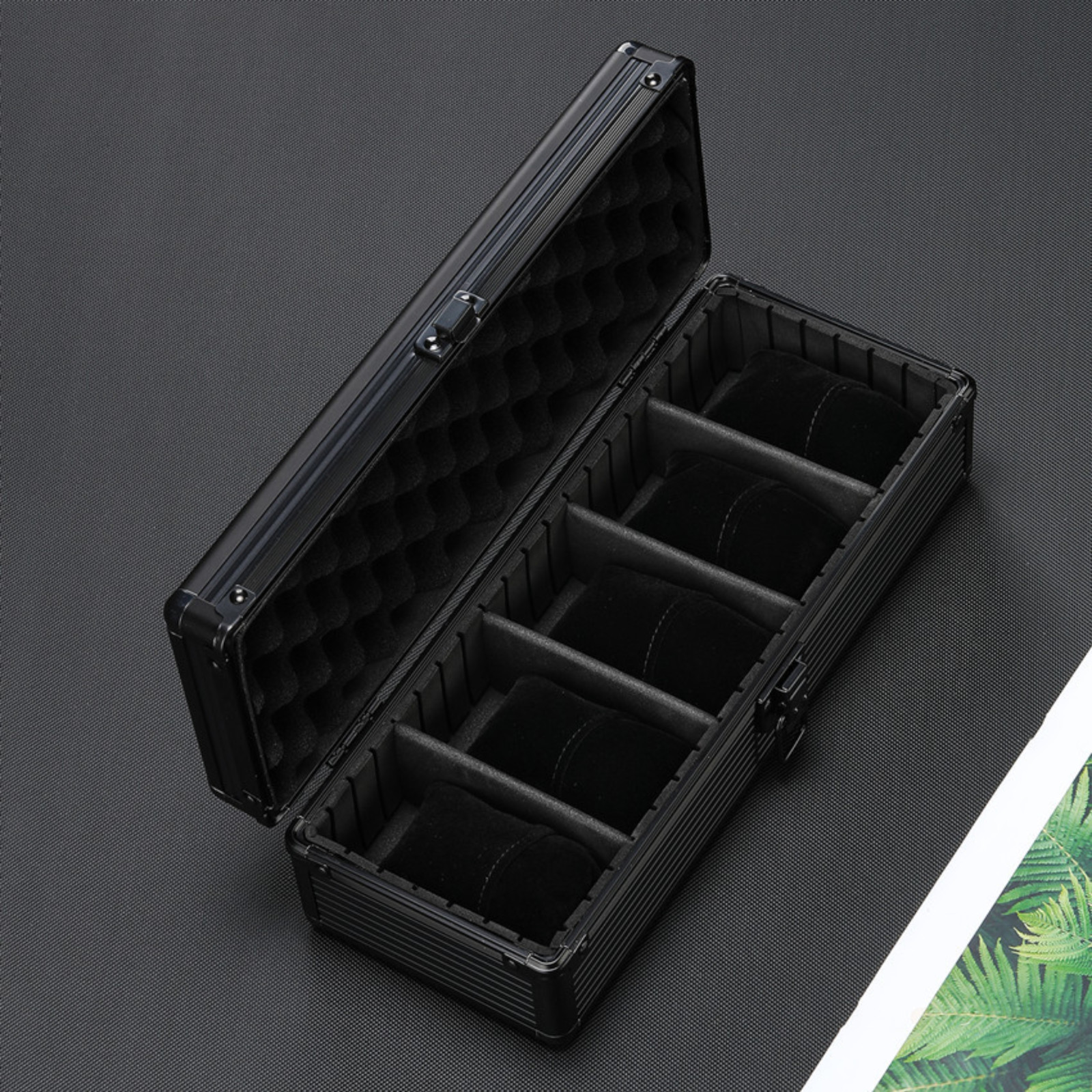 Watch Case for 24/18/10/5/1 Watches Collectors Display Aluminum Black Briefcase