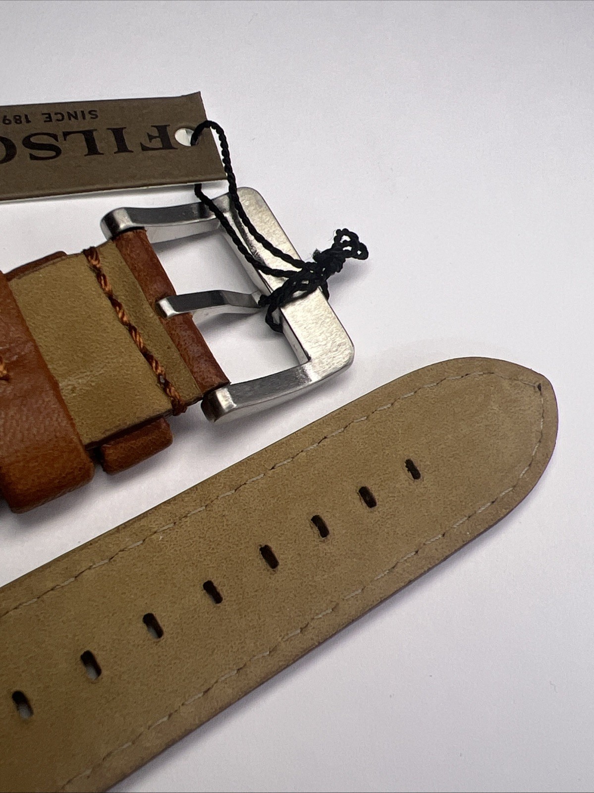 Filson Cognac Brown 22mm x 22mm Leather Watch Strap w/ Steel Tang Clasp