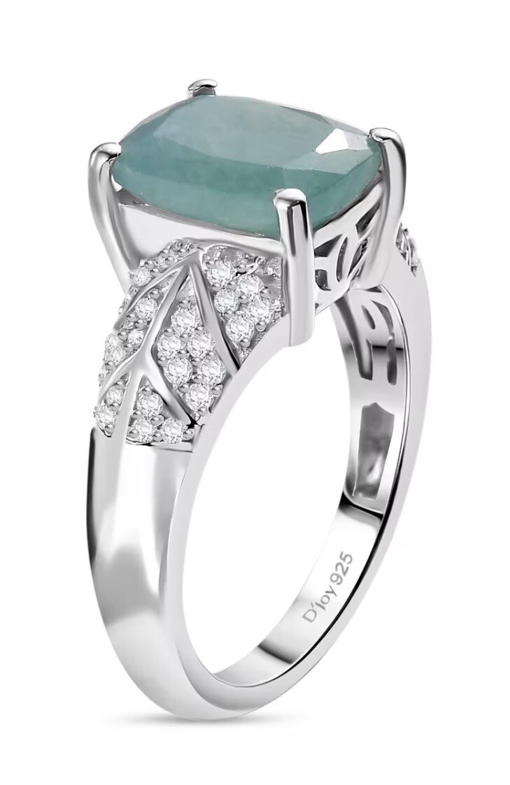 Grandidierite and White Zircon 3.75 ctw Ring In Sterling Silver