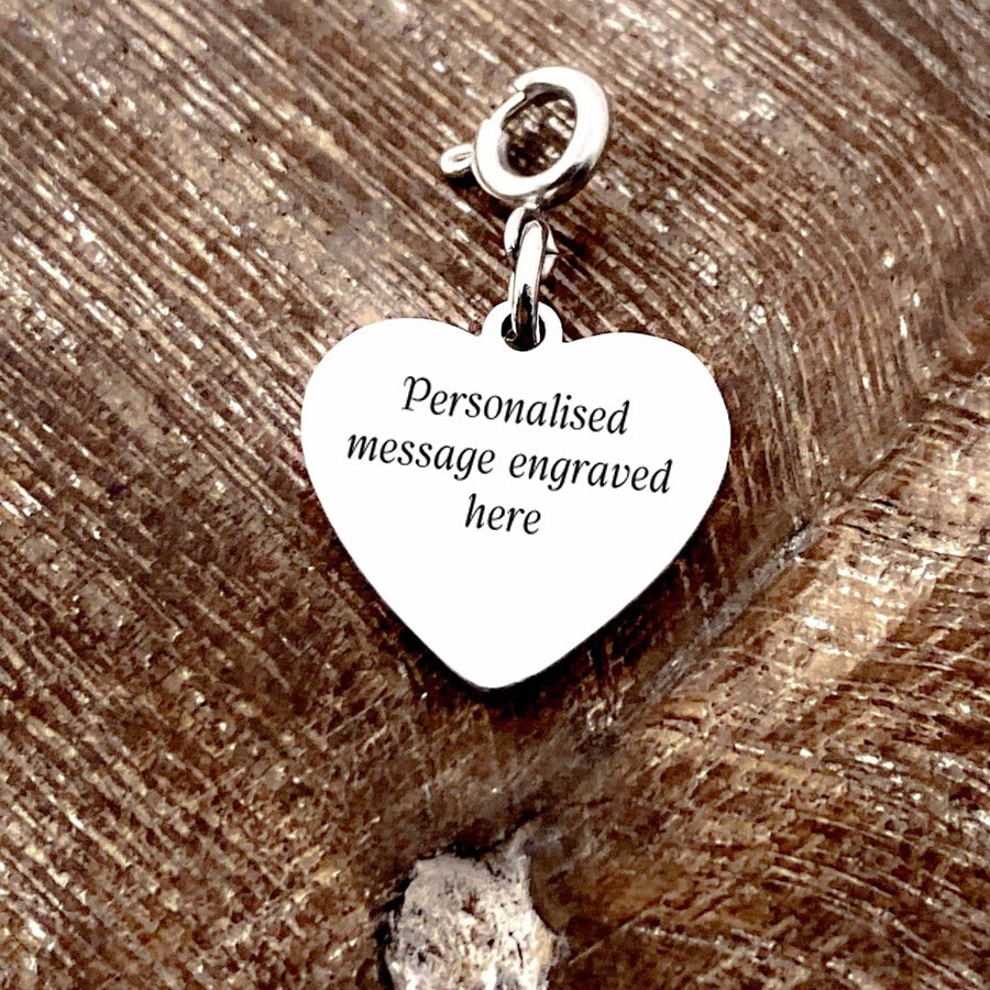 Engravable Personalised Heart Charm 2 Sides Engraving any Message/Wording/Date