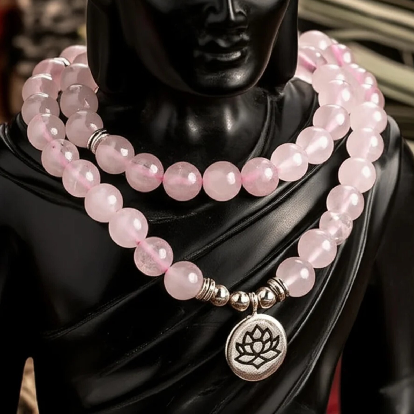 Natural Rose Quartz 108 Mala Bead Chakra Balancing Prayer Necklace Bracelet Gift