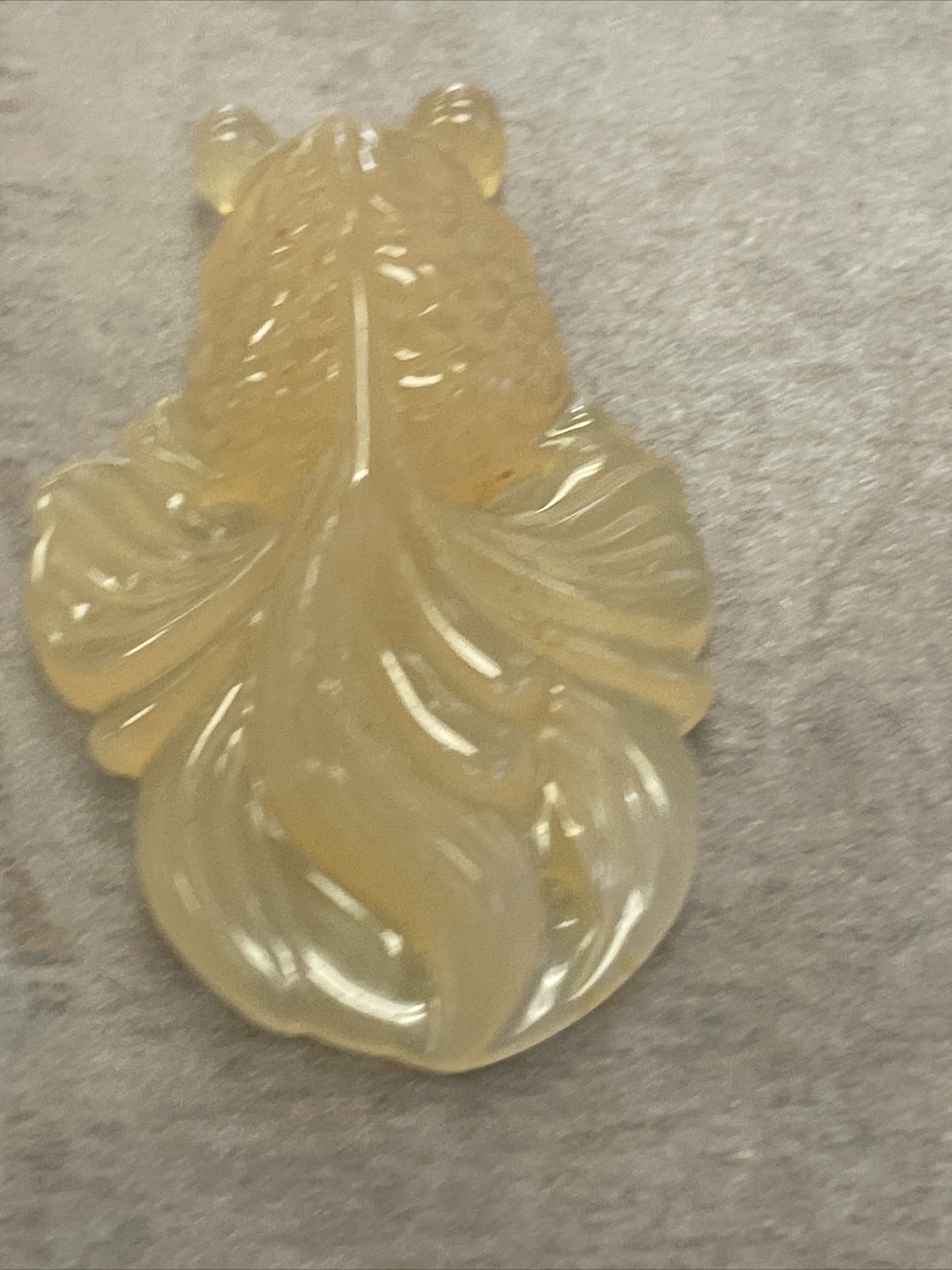 GIA Certified Pierced Carving Semi Transparent Orange Yellow Chalcedony Fish