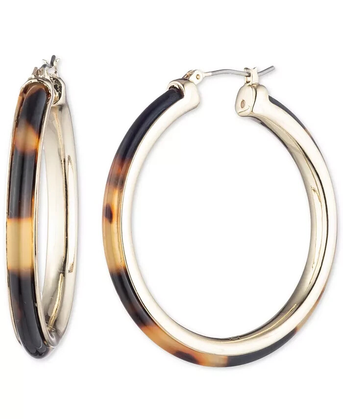 Lauren Ralph Lauren Gold-Tone Tortoise-Look Medium Hoop Earrings 1.7″ RV$45
