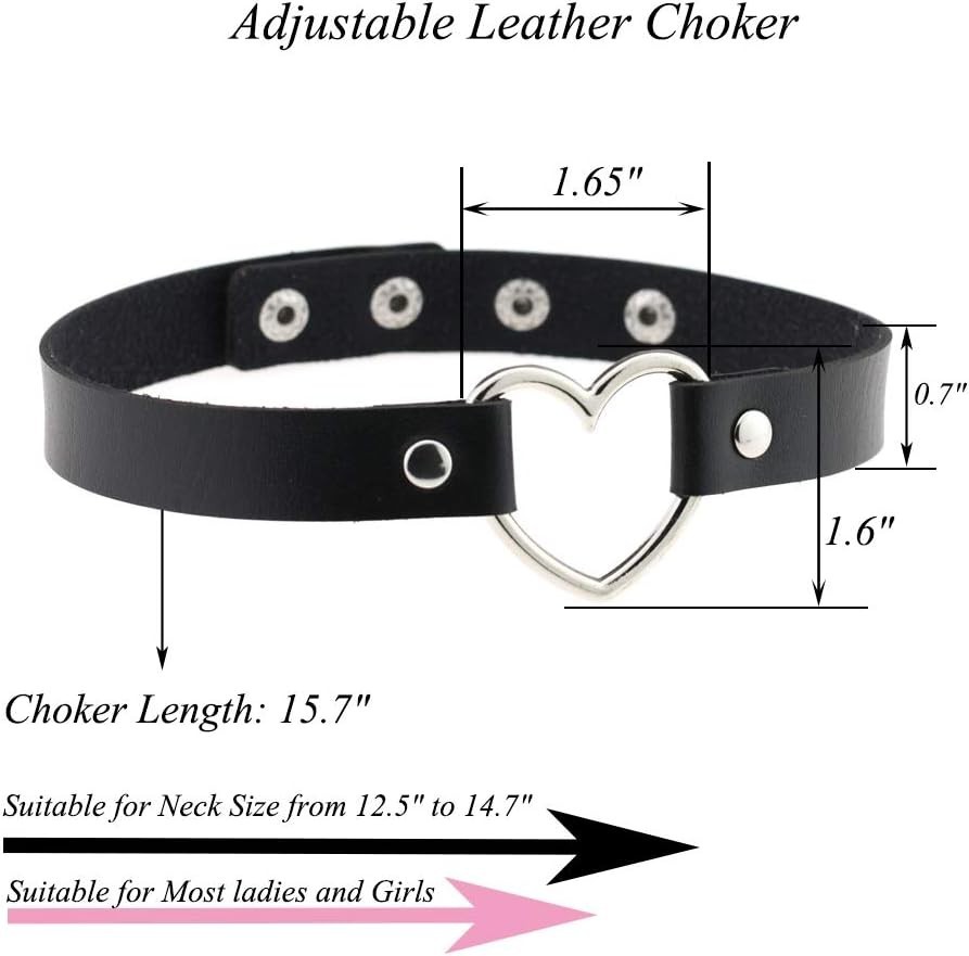 Punk Style Love Heart Choker Necklace – Adjustable and Lightweight Jewelry