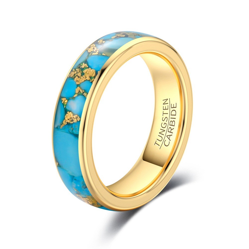 6mm Width Blue Turquoise Tungsten Carbide Wedding Ring Promise Band Comfor Fit