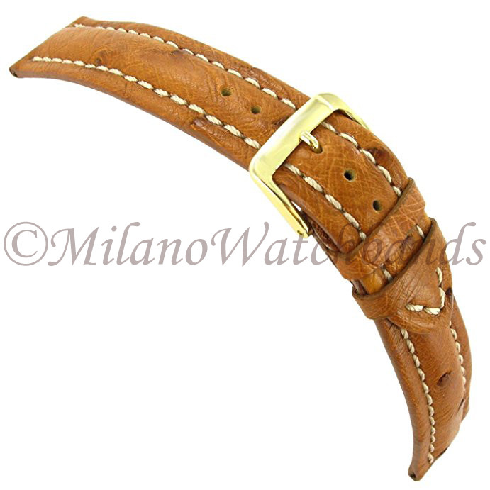 19mm Speidel Honey Tan High Quality Gen Ostrich Men’s Watch Band Made In Italy