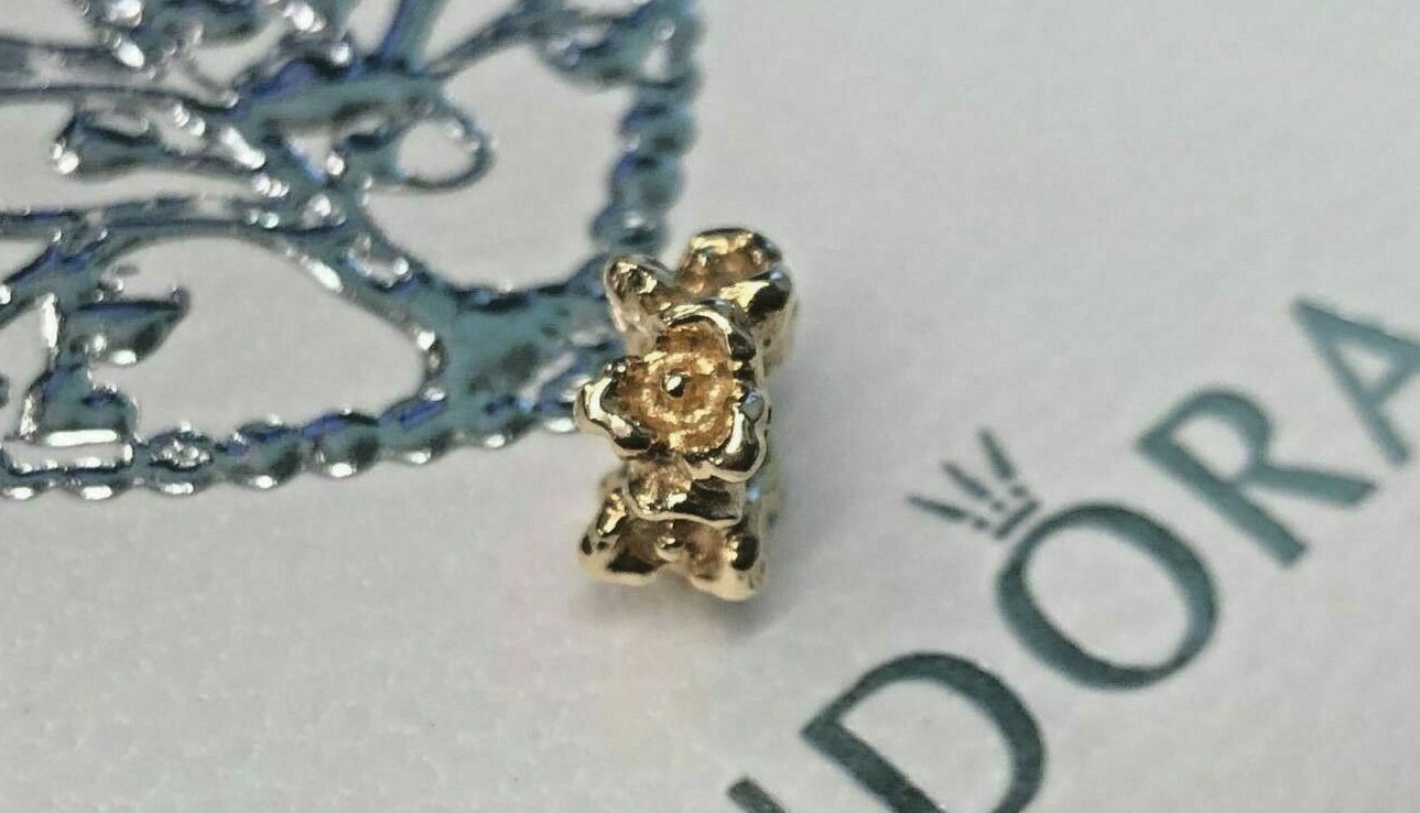 PANDORA | 14K GOLD ROSES CHARM ✪NEW✪ 750378 AUTHENTIC RETIRED FLOWER RARE 585ALE