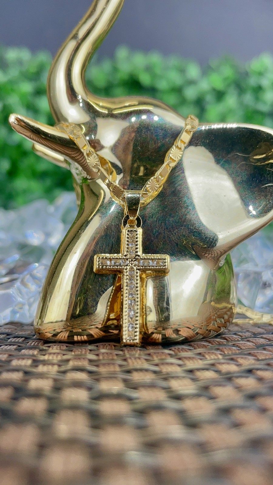 14K Gold Filled CZ Cross Necklace Charm Crucifix Pendant 24x14mm Valentino Chain
