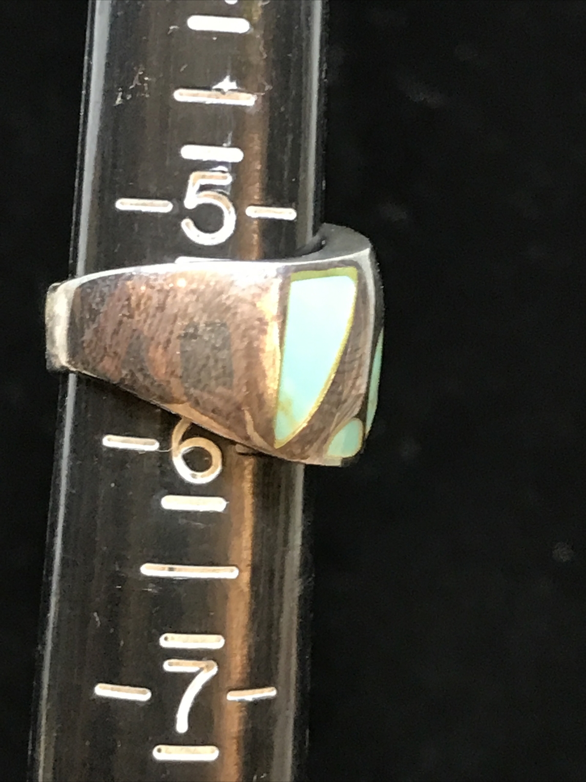 Vintage Native American Sterling Silver Makers Marked Turquoise Ring sz 5.5