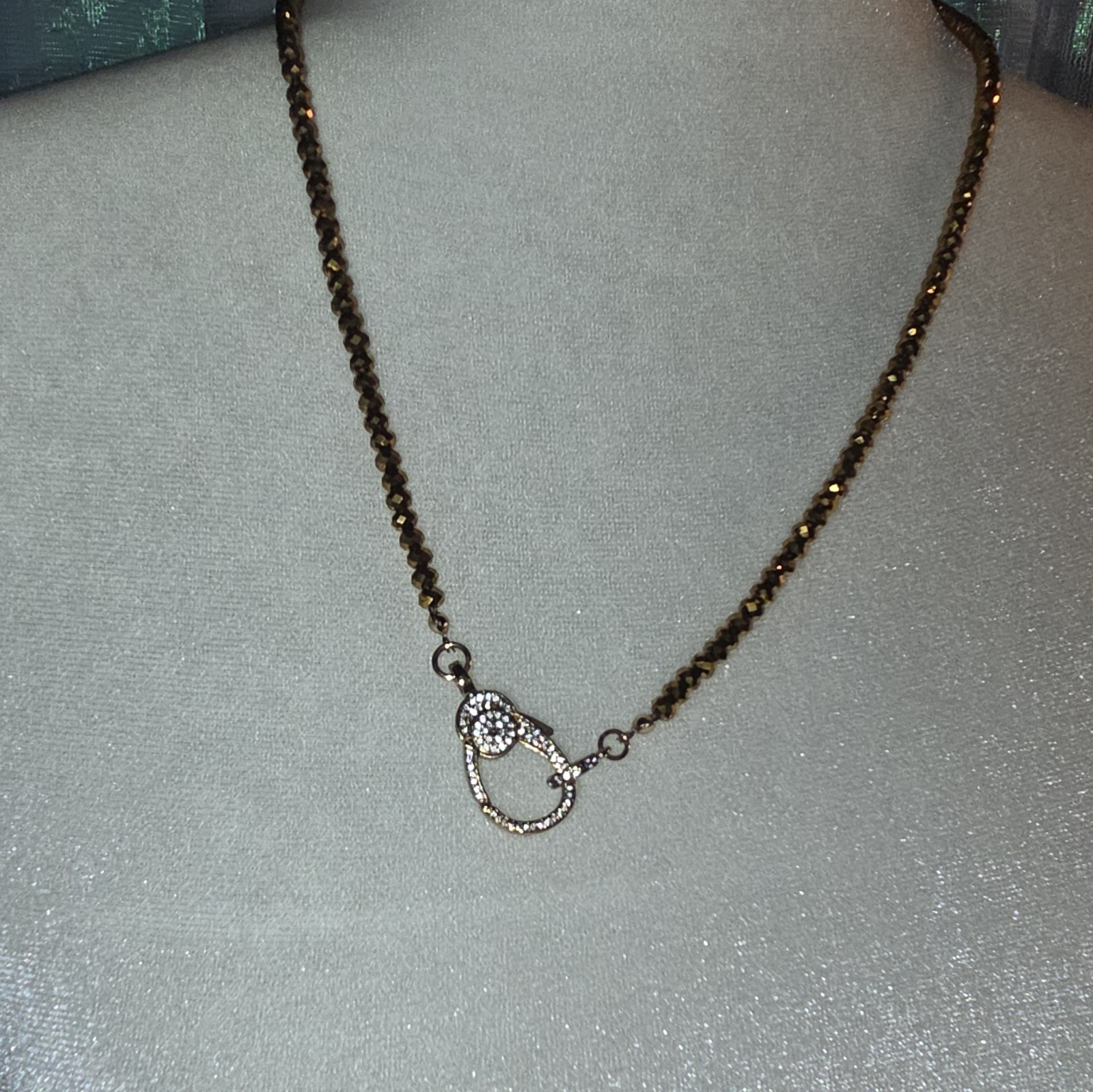 Gold Tone Beaded Ball Chain Necklace Crystal Pavé Pendant Star Charm Adjustable