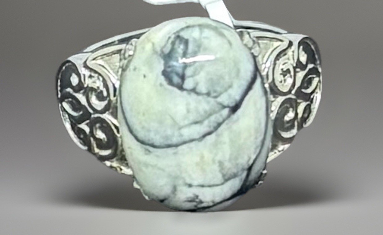 Austrian Pinolith Ring Stainless Steel 10.00ctw Size 7. (#041)