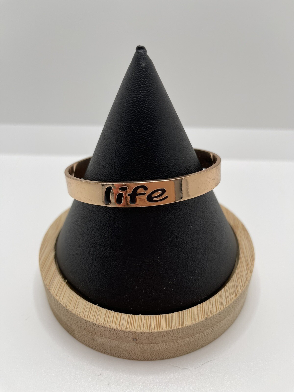 Rose Gold Tone “Life” Cuff Bracelet Fashion Jewelry Unmarked