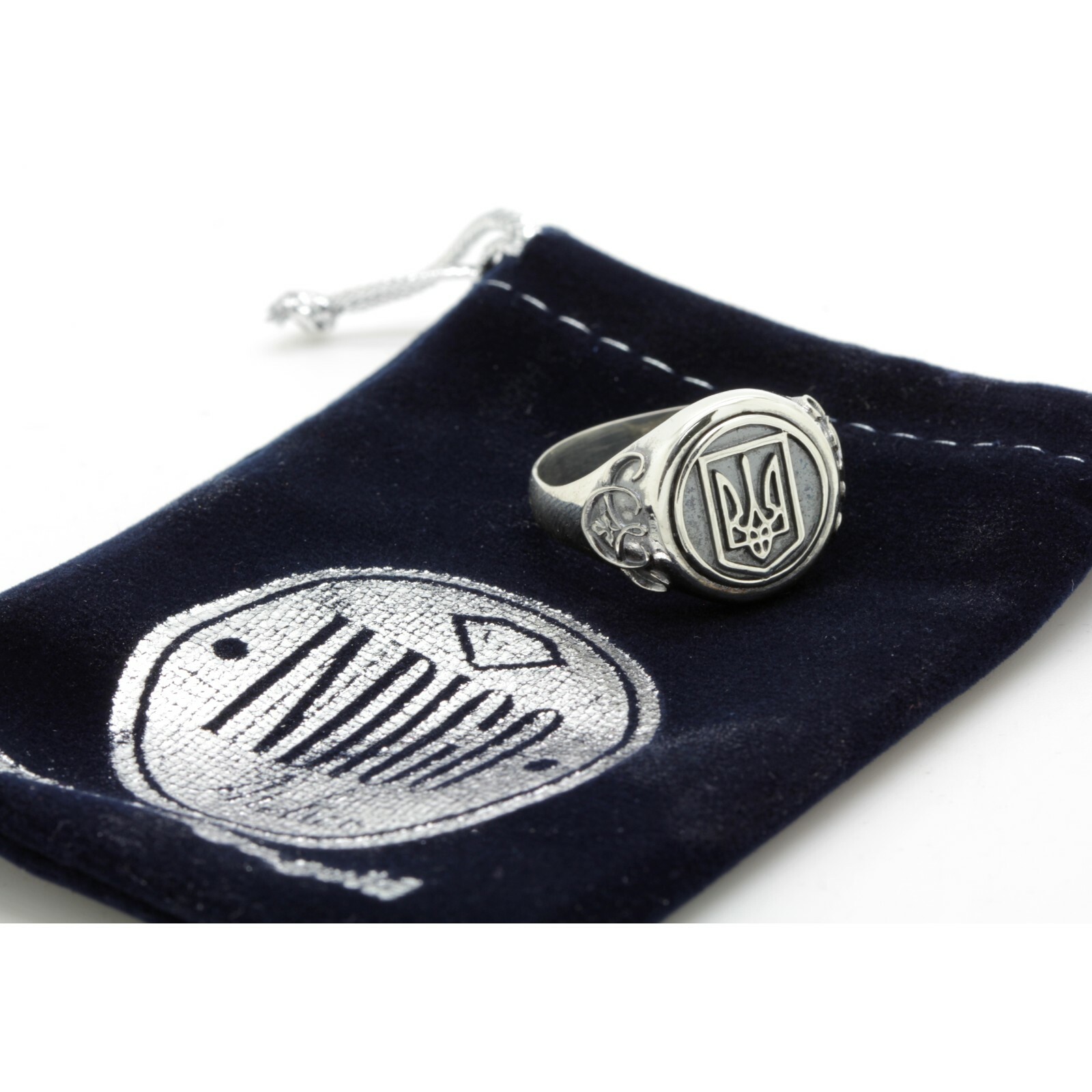 Ukrainian Trident Tryzub Sterling Silver Ring Signet, Size from 6 to 13US