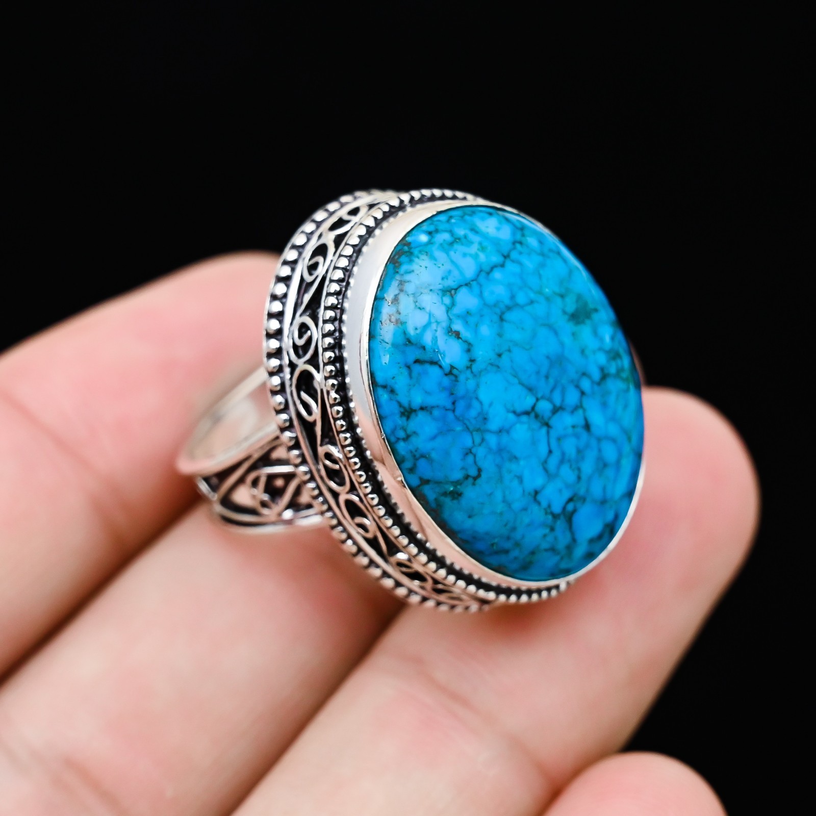 Turquoise Gemstone 925 Sterling Silver Handmade Jewelry Ring Gift For Love