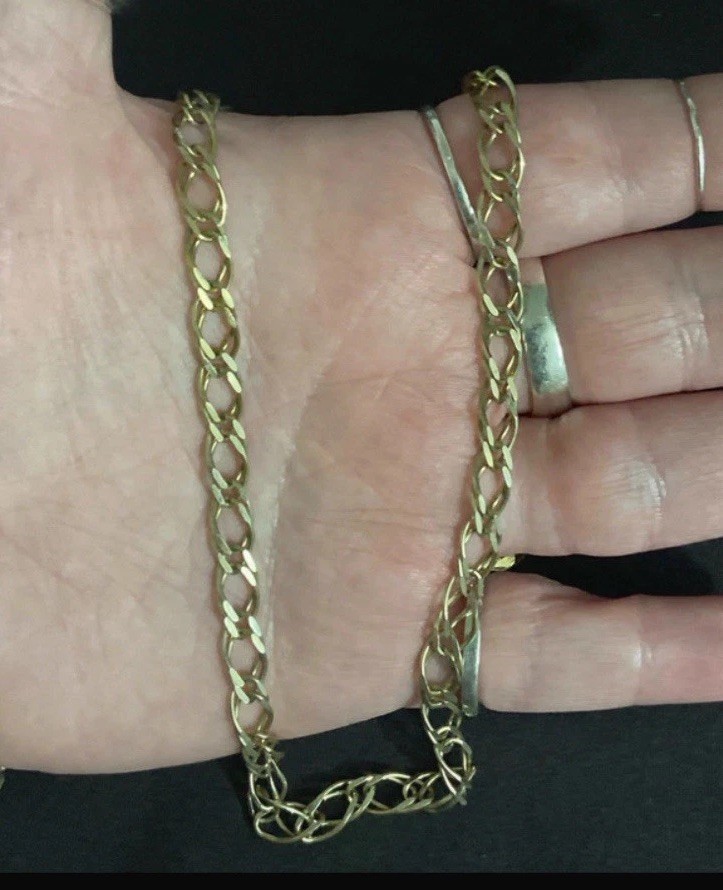 Vtg 14k Gold Vermeil 925 Sterling Silver Double Link Chain Necklace 18” EUC