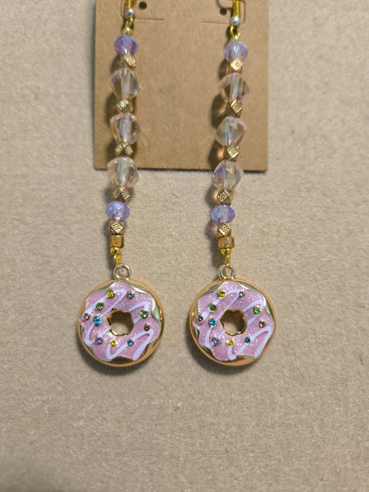 Handmade By JADE – Custom JEWELRY – Pink + Gold + Donuts – Stainless Steel