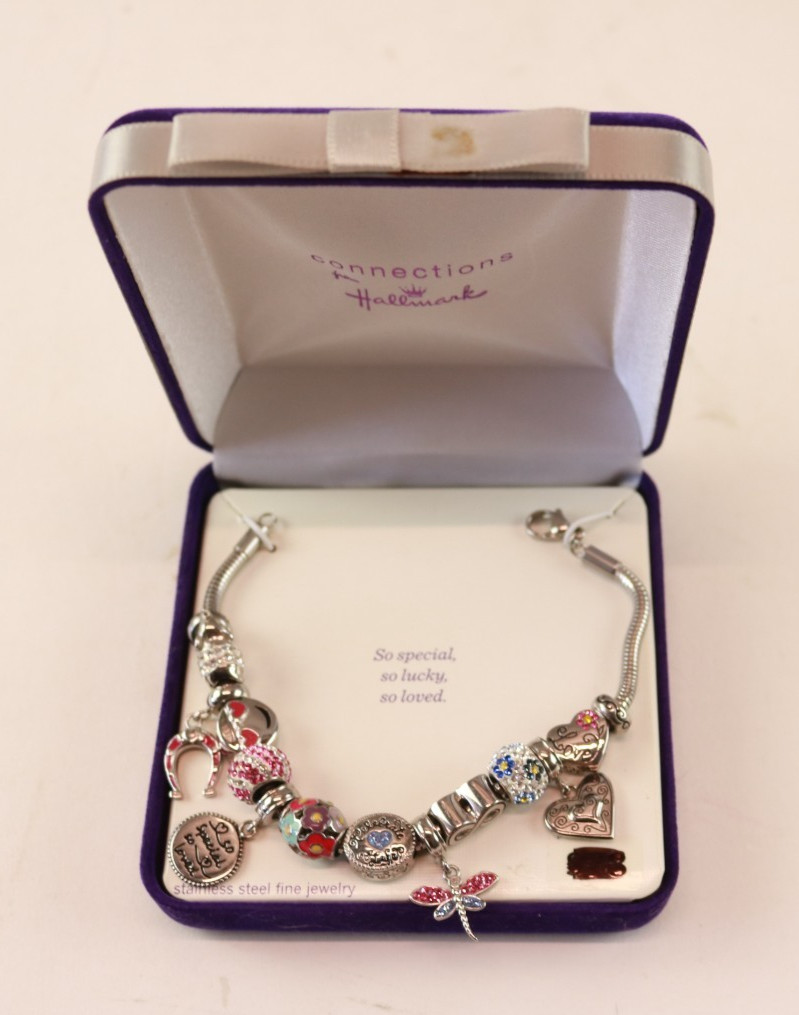 Connections From Hallmark Stainless Steel Charm Bracelet 7.75″