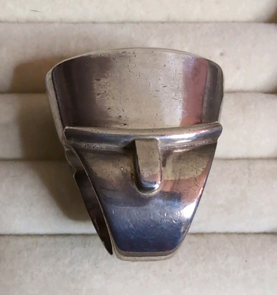 Heavy 925 Sterling Silver MOP Ring 40g Modernist Statement Size 6.75