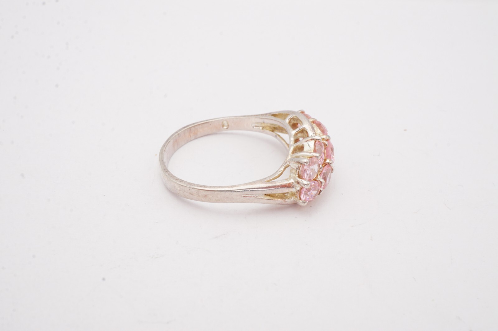 Sterling Silver 925 Pink Cubic Zirconia Ring Size 7.75