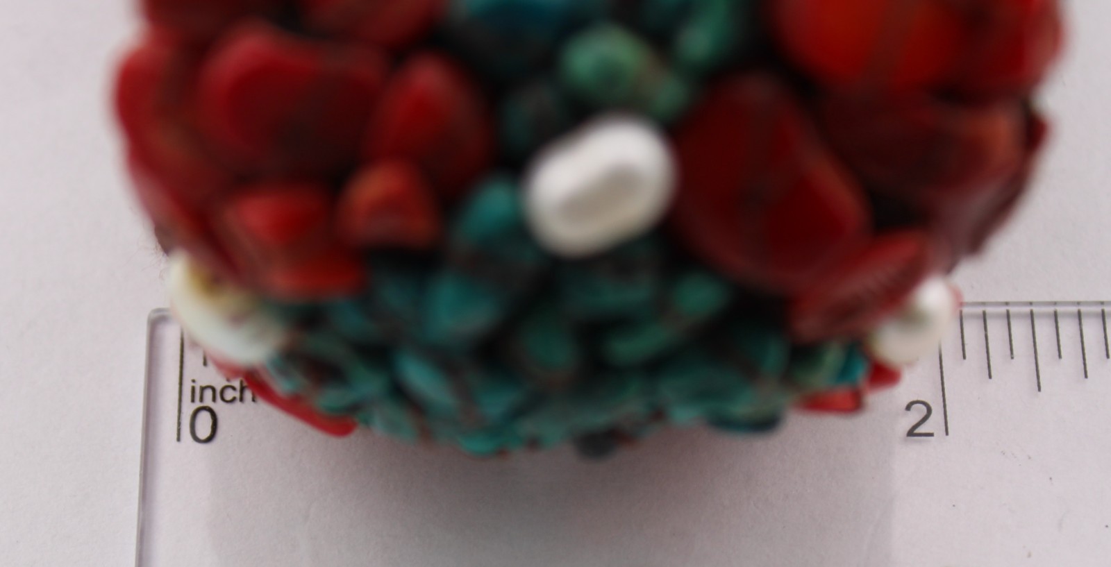 Chunky Soms Th Crochet Turquoise Coral Pearl Bead Cuff Southwestern Bracelet “