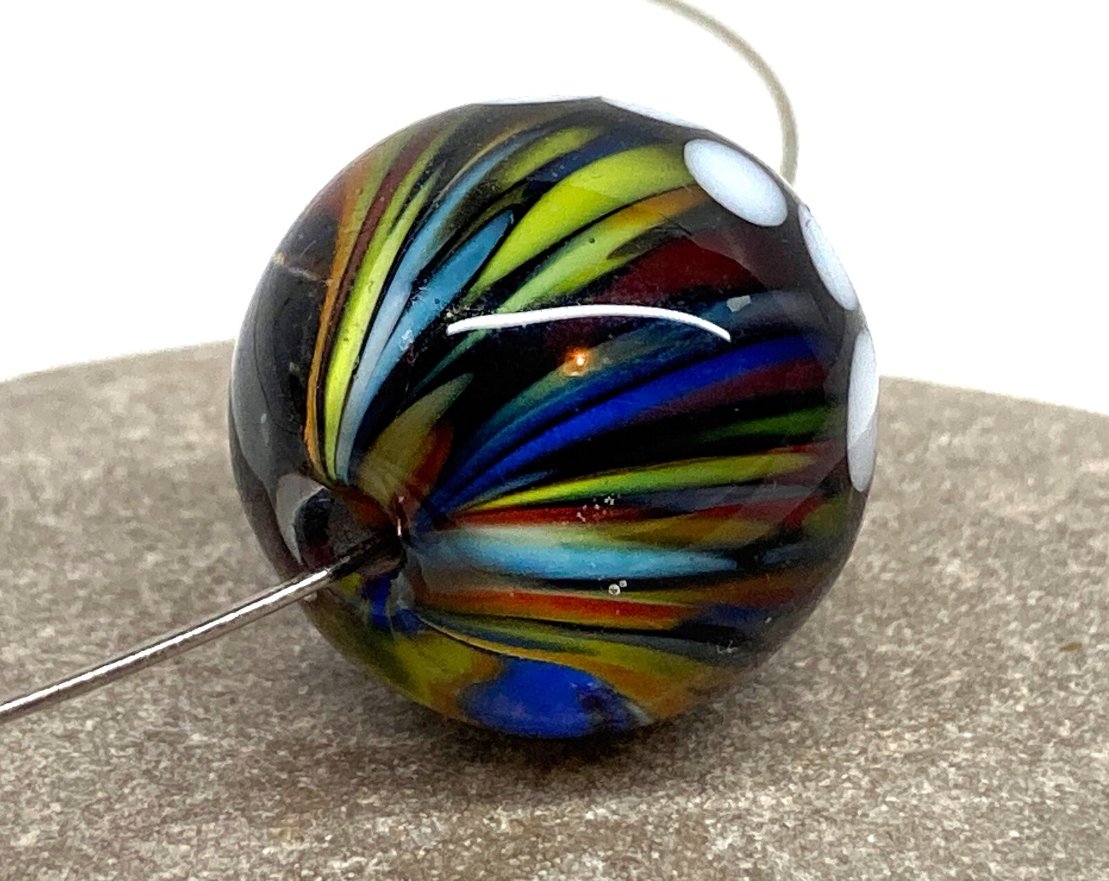 Rainbow Handmade Lampwork Glass Beads From Murano OOAK Tamara Yarilo Brand 1 Pcs