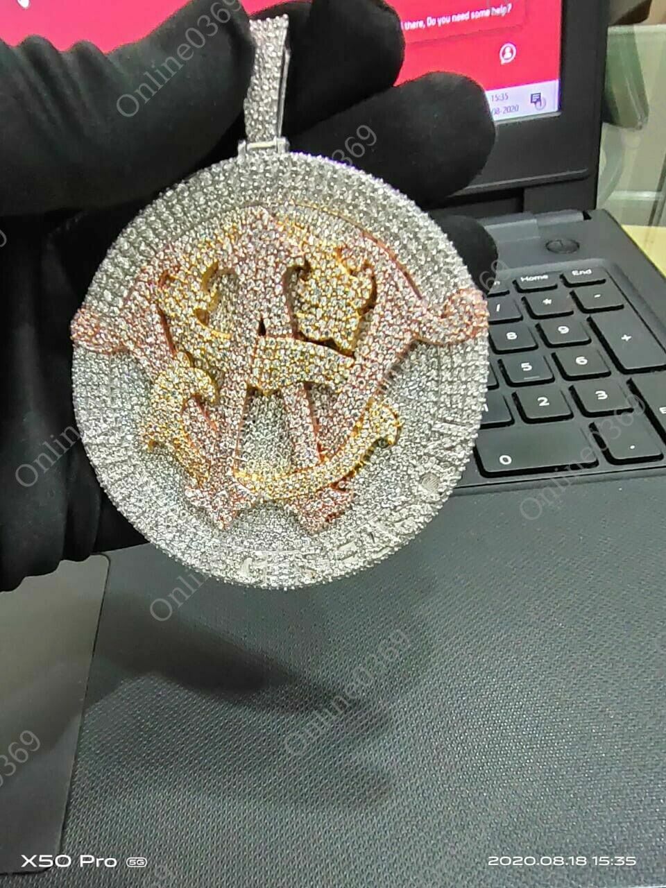Men’s “Winning Season” Cubic Zirconia Pendant 14k White Gold Plated SIlver