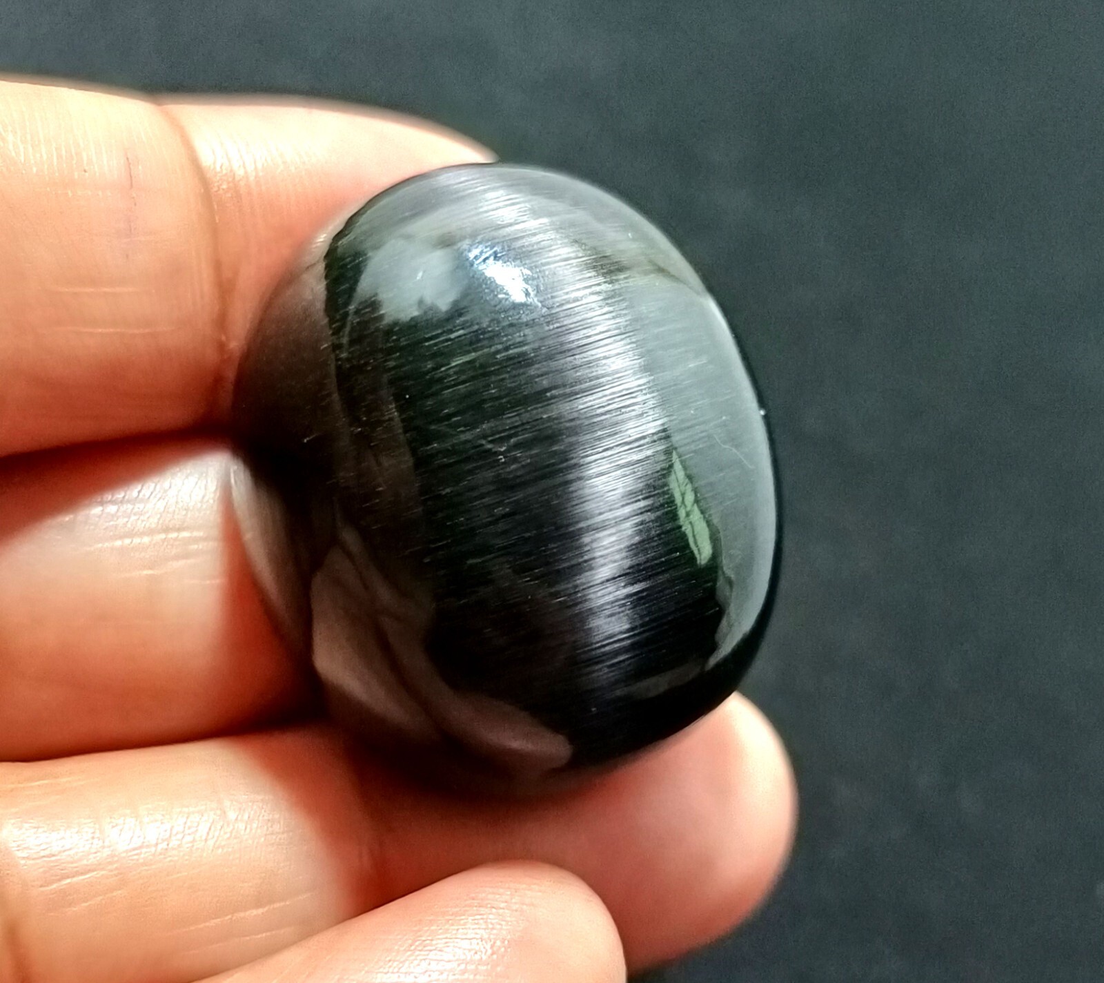 103.50 Ct NATURAL BRAZILIAN Black Cat Eye Oval Cut Loose Certified GEMSTONE