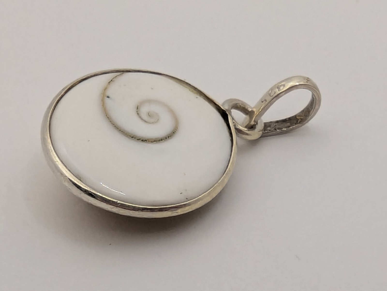 925 STERLING SILVER PENDANT With SHIVA EYE SHELL Natural Spiral Design 3.2 Grams
