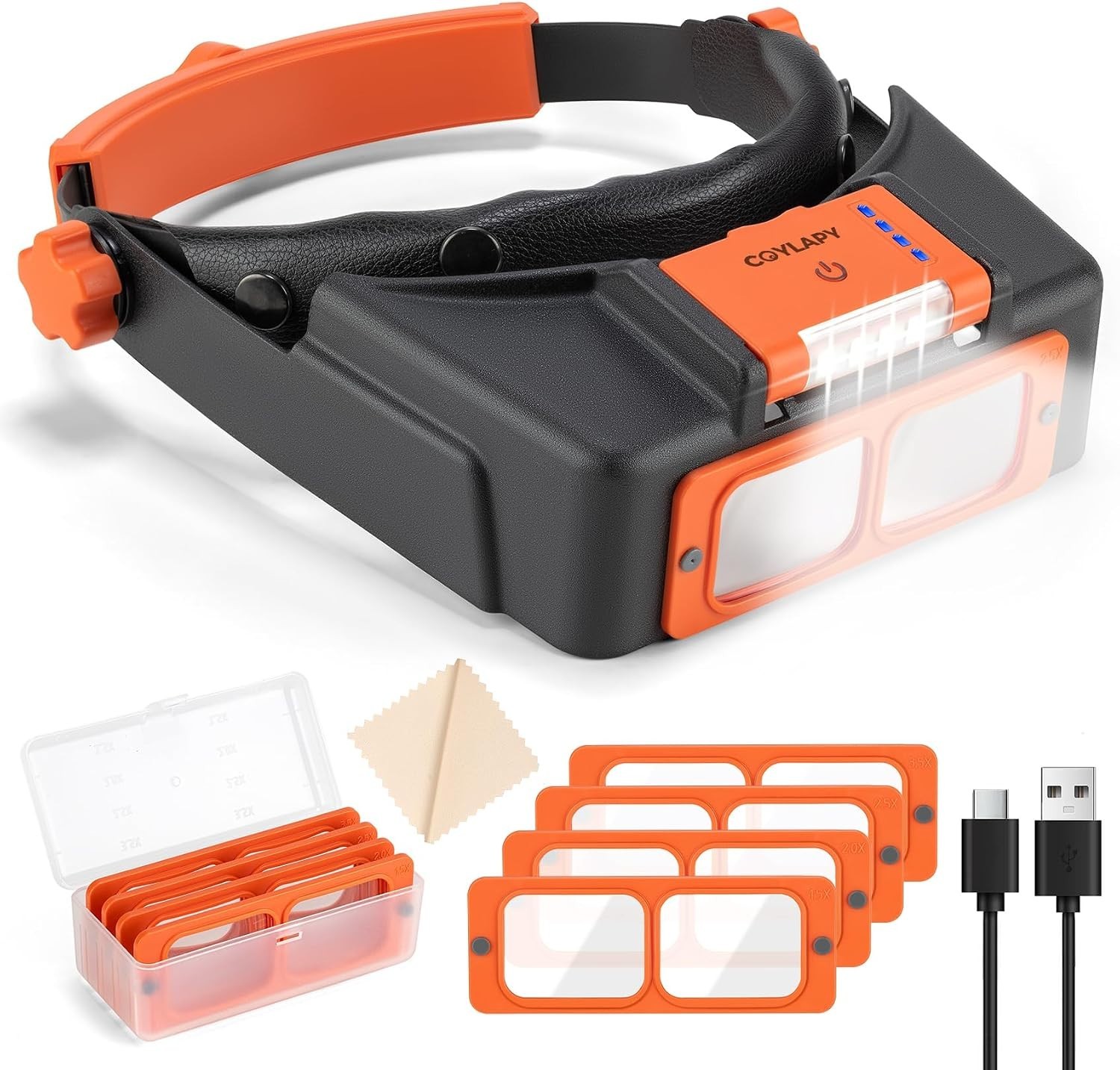 Headband Magnifier with Light Jeweler Magnifying Glass Loupe Visor Optivisor NEW
