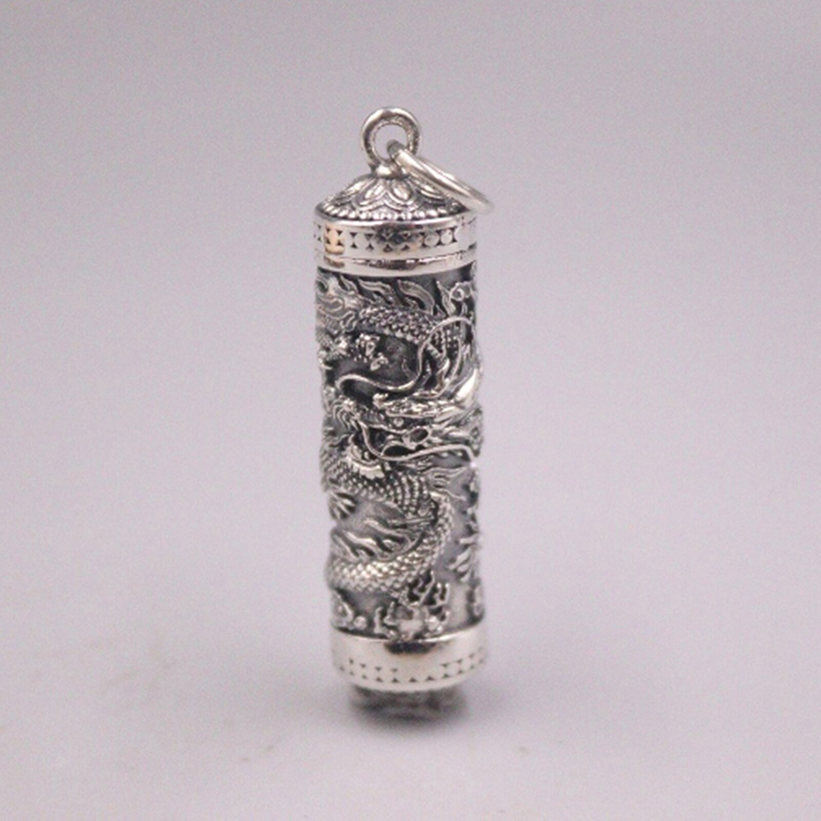 S925 Sterling Silver Pendant For Men Dragon Pillar Vintage Silver Pendant Gift