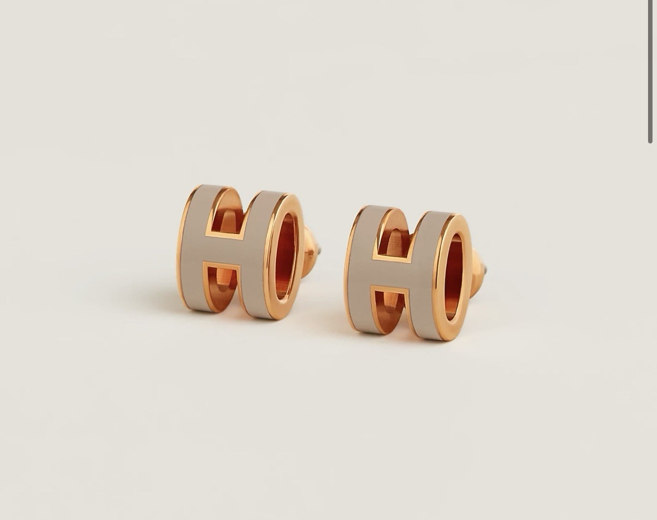 Hermes Mini Pop H Earrings Marron Glace Rose Gold